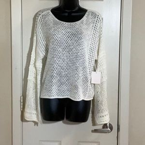 NWT Ivory Lauren Conrad Open Knit Pullover Cropped Top